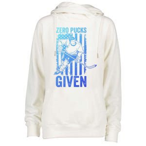 Zero Pucks Given Ice Hockey Player Sport Athlete Hockey Fan Gift Womens Funnel Neck Pullover Hood