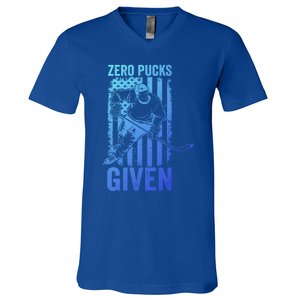 Zero Pucks Given Ice Hockey Player Sport Athlete Hockey Fan Gift V-Neck T-Shirt