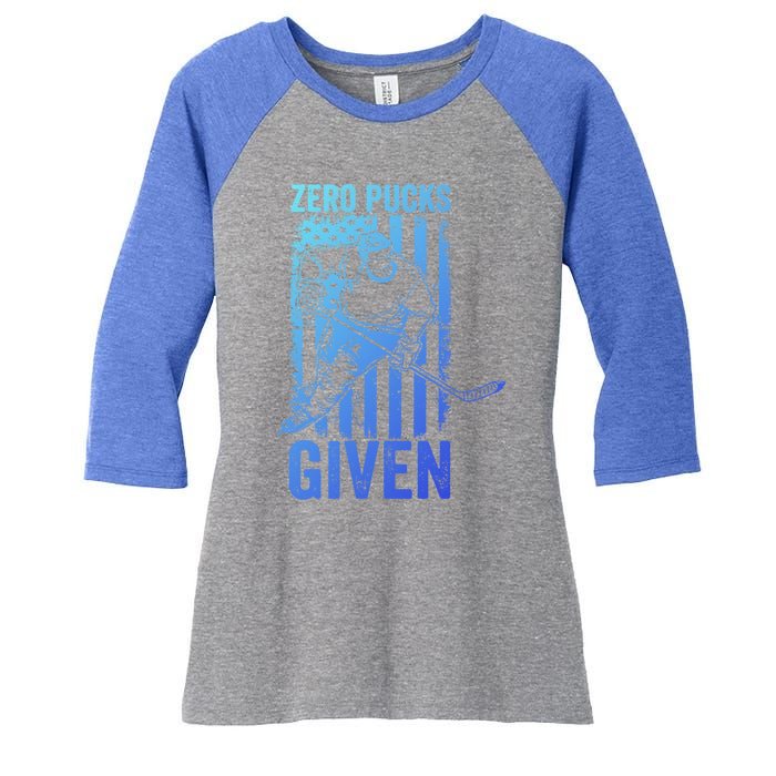 Zero Pucks Given Ice Hockey Player Sport Athlete Hockey Fan Gift Women's Tri-Blend 3/4-Sleeve Raglan Shirt