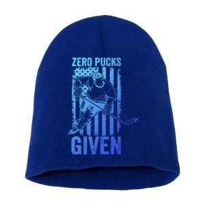 Zero Pucks Given Ice Hockey Player Sport Athlete Hockey Fan Gift Short Acrylic Beanie