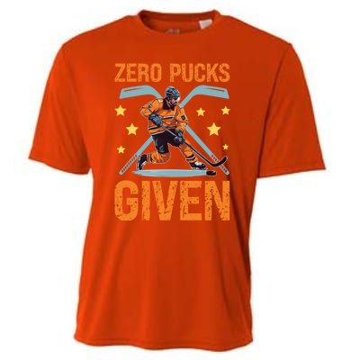 Zero Pucks Given Bold Hockey Playe Funny Gift Cooling Performance Crew T-Shirt