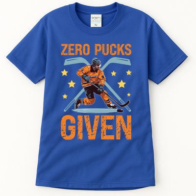 Zero Pucks Given Bold Hockey Playe Funny Gift Tall T-Shirt