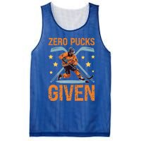 Zero Pucks Given Bold Hockey Playe Funny Gift Mesh Reversible Basketball Jersey Tank