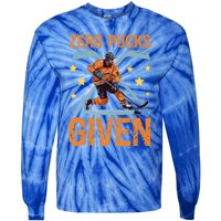 Zero Pucks Given Bold Hockey Playe Funny Gift Tie-Dye Long Sleeve Shirt