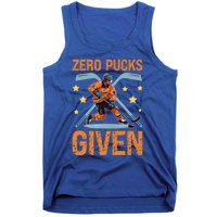 Zero Pucks Given Bold Hockey Playe Funny Gift Tank Top