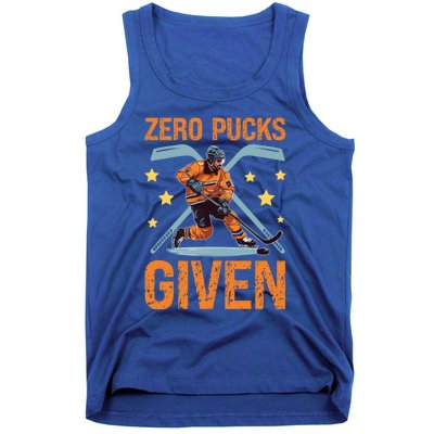 Zero Pucks Given Bold Hockey Playe Funny Gift Tank Top