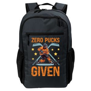 Zero Pucks Given Bold Hockey Playe Funny Gift Daily Commute Backpack