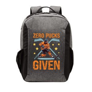 Zero Pucks Given Bold Hockey Playe Funny Gift Vector Backpack