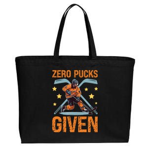 Zero Pucks Given Bold Hockey Playe Funny Gift Cotton Canvas Jumbo Tote