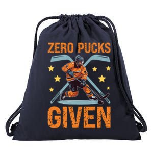 Zero Pucks Given Bold Hockey Playe Funny Gift Drawstring Bag