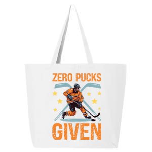 Zero Pucks Given Bold Hockey Playe Funny Gift 25L Jumbo Tote