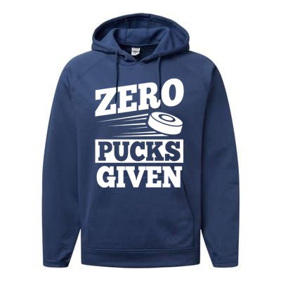 Zero Pucks Given Design Air Hockey Player Great Gift Performance Fleece Hoodie