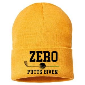 Zero Putts Given Golfer Golf Player Jokes Funny Golf Great Gift Sustainable Knit Beanie