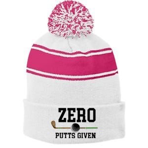 Zero Putts Given Golfer Golf Player Jokes Funny Golf Great Gift Stripe Pom Pom Beanie