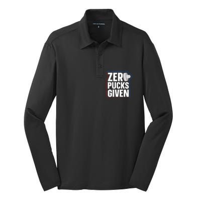 Zero Pucks Given Pun Air Hockey Expert Gift Silk Touch Performance Long Sleeve Polo