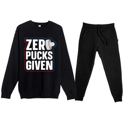 Zero Pucks Given Pun Air Hockey Expert Gift Premium Crewneck Sweatsuit Set