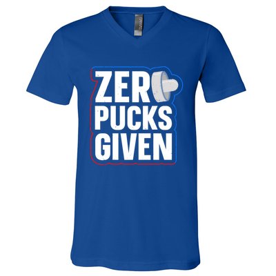 Zero Pucks Given Pun Air Hockey Expert Gift V-Neck T-Shirt