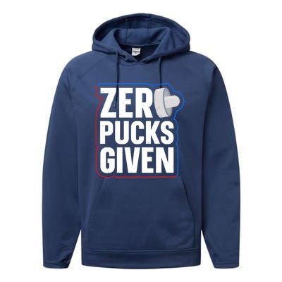 Zero Pucks Given Pun Air Hockey Expert Gift Performance Fleece Hoodie