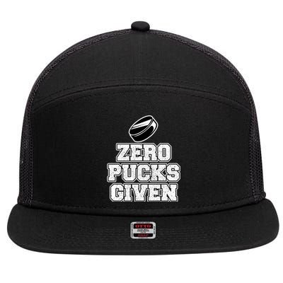 Zero Pucks Given Gift 7 Panel Mesh Trucker Snapback Hat