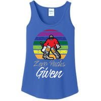 Zero Pucks Given Vintage Funny Hockey Goalie Meaningful Gift Ladies Essential Tank