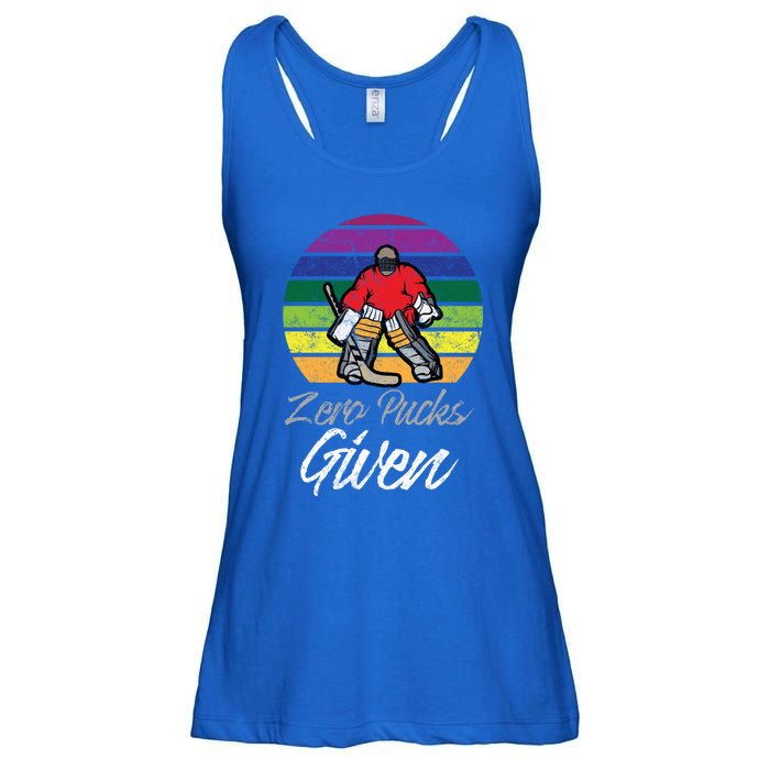 Zero Pucks Given Vintage Funny Hockey Goalie Meaningful Gift Ladies Essential Flowy Tank