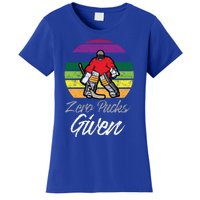 Zero Pucks Given Vintage Funny Hockey Goalie Meaningful Gift Women's T-Shirt