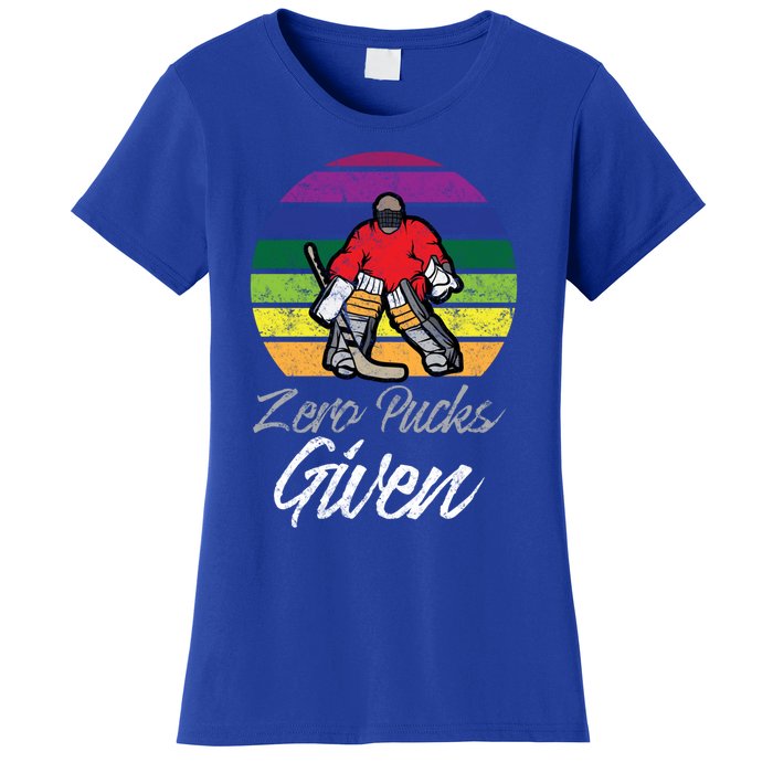 Zero Pucks Given Vintage Funny Hockey Goalie Meaningful Gift Women's T-Shirt