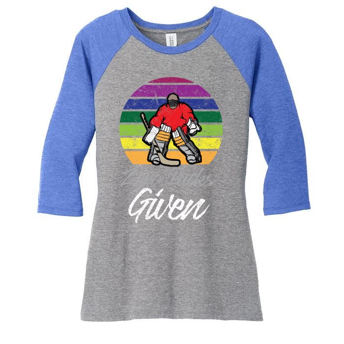 Zero Pucks Given Vintage Funny Hockey Goalie Meaningful Gift Women's Tri-Blend 3/4-Sleeve Raglan Shirt