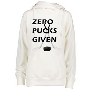 Zero Pucks Given With Stick And Disc Gift Womens Funnel Neck Pullover Hood