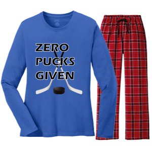 Zero Pucks Given With Stick And Disc Gift Women's Long Sleeve Flannel Pajama Set 