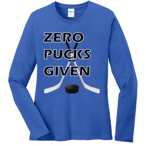 Zero Pucks Given With Stick And Disc Gift Ladies Long Sleeve Shirt