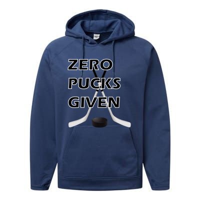 Zero Pucks Given With Stick And Disc Gift Performance Fleece Hoodie