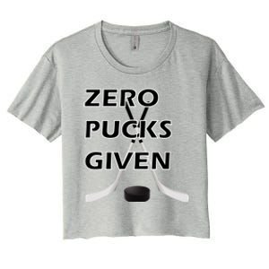 Zero Pucks Given With Stick And Disc Gift Women's Crop Top Tee