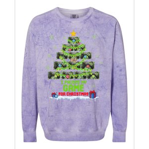 Zorj Paused My Game For Christmas Tree Merry Xmas Gamer Gift Colorblast Crewneck Sweatshirt