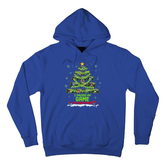 Zorj Paused My Game For Christmas Tree Merry Xmas Gamer Gift Hoodie