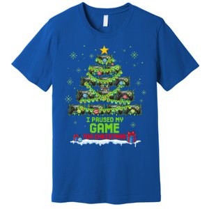 Zorj Paused My Game For Christmas Tree Merry Xmas Gamer Gift Premium T-Shirt