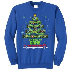 Zorj Paused My Game For Christmas Tree Merry Xmas Gamer Gift Tall Sweatshirt