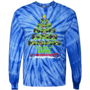 Zorj Paused My Game For Christmas Tree Merry Xmas Gamer Gift Tie-Dye Long Sleeve Shirt