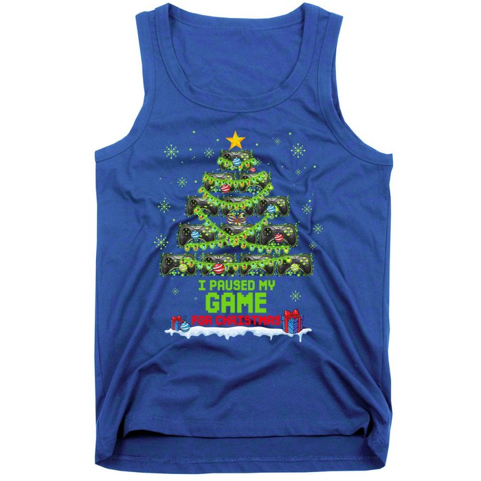 Zorj Paused My Game For Christmas Tree Merry Xmas Gamer Gift Tank Top