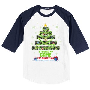 Zorj Paused My Game For Christmas Tree Merry Xmas Gamer Gift Baseball Sleeve Shirt