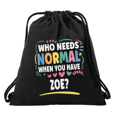 Zoe Personalized Name Funny Cute Custom Zoe Name Drawstring Bag