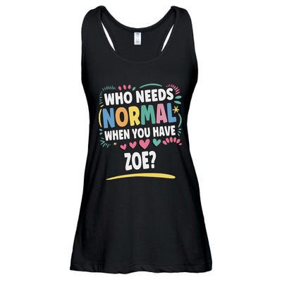Zoe Personalized Name Funny Cute Custom Zoe Name Ladies Essential Flowy Tank