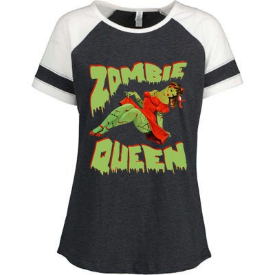 Zombie Pin Up Halloween Queen Cute Costume Apocalypse Enza Ladies Jersey Colorblock Tee