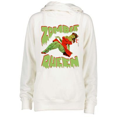 Zombie Pin Up Halloween Queen Cute Costume Apocalypse Womens Funnel Neck Pullover Hood