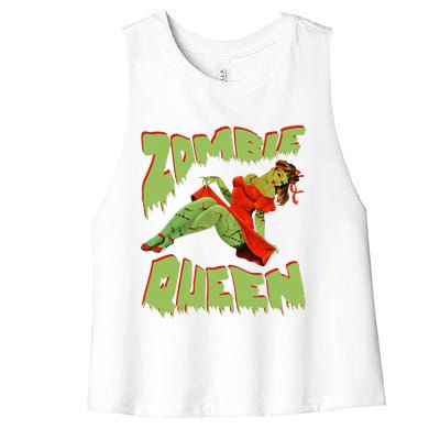 Zombie Pin Up Halloween Queen Cute Costume Apocalypse Women's Racerback Cropped Tank