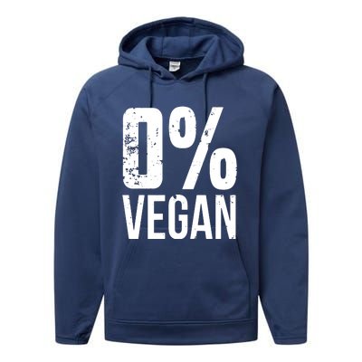 Zero Percent Vegan Funny BBQ Carnivore Meat Eater Performance Fleece Hoodie