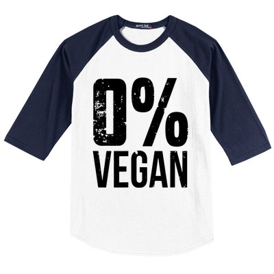 Zero Percent Vegan Funny BBQ Carnivore Meat Eater Baseball Sleeve Shirt