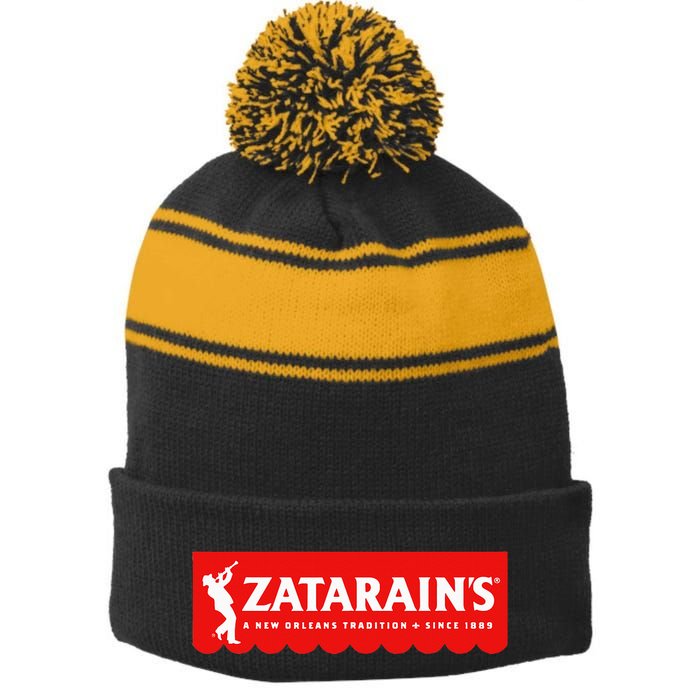 ZatarainS Primary Stripe Pom Pom Beanie