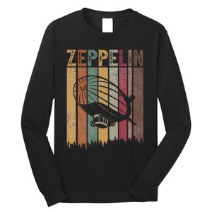 Zeppelin Retro 70s 80s Dirigible Airship Zepelin Zepplin Long Sleeve Shirt