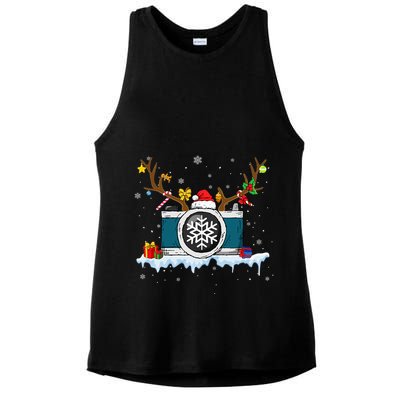 Z1gb Reindeer Camera Christmas Merry Xmas Photographer Noel Ladies PosiCharge Tri-Blend Wicking Tank
